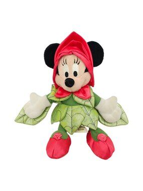 Disney World Minnie Mouse Rose Plush Toy Spring Flower 10" Fairy Core Leafy Cute